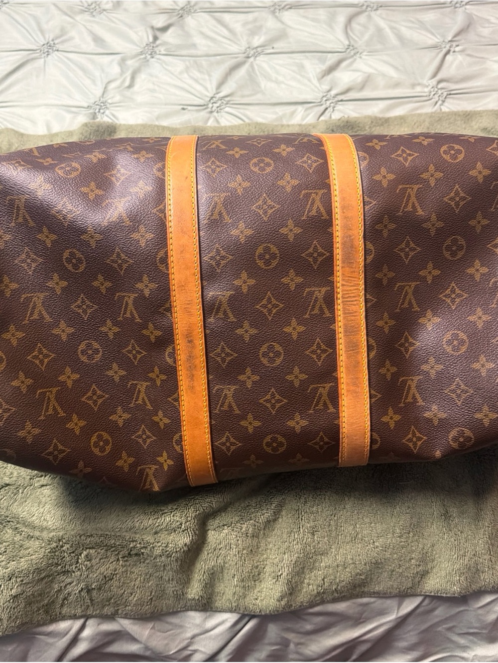 Authentic!Louis Vuitton Brown Monogram Duffel with Tan Leather Trim - Picture 7 of 16